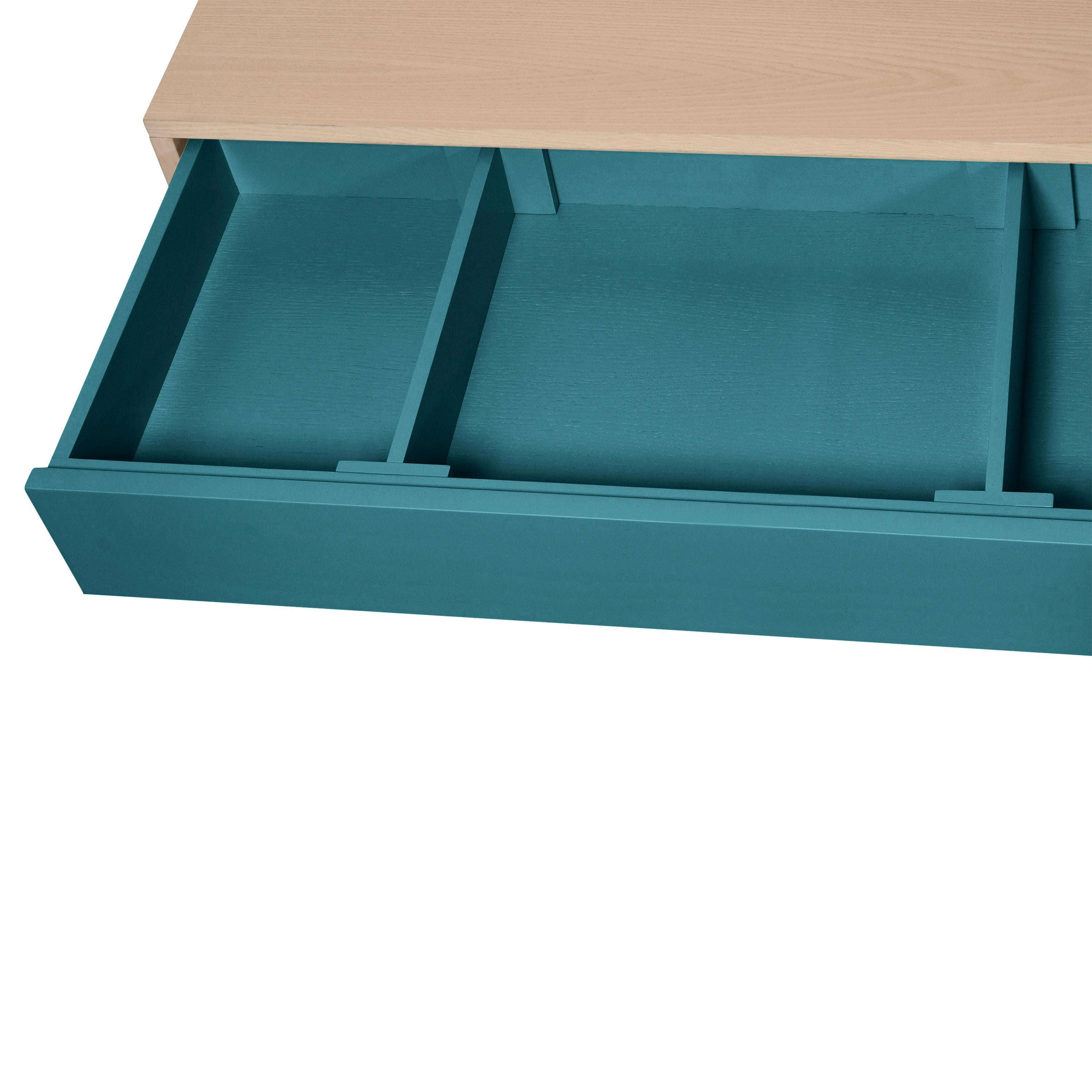 Armario francés de madera personalizable azul marino de 3 cajones del diseñador E. Gizard Madera en venta