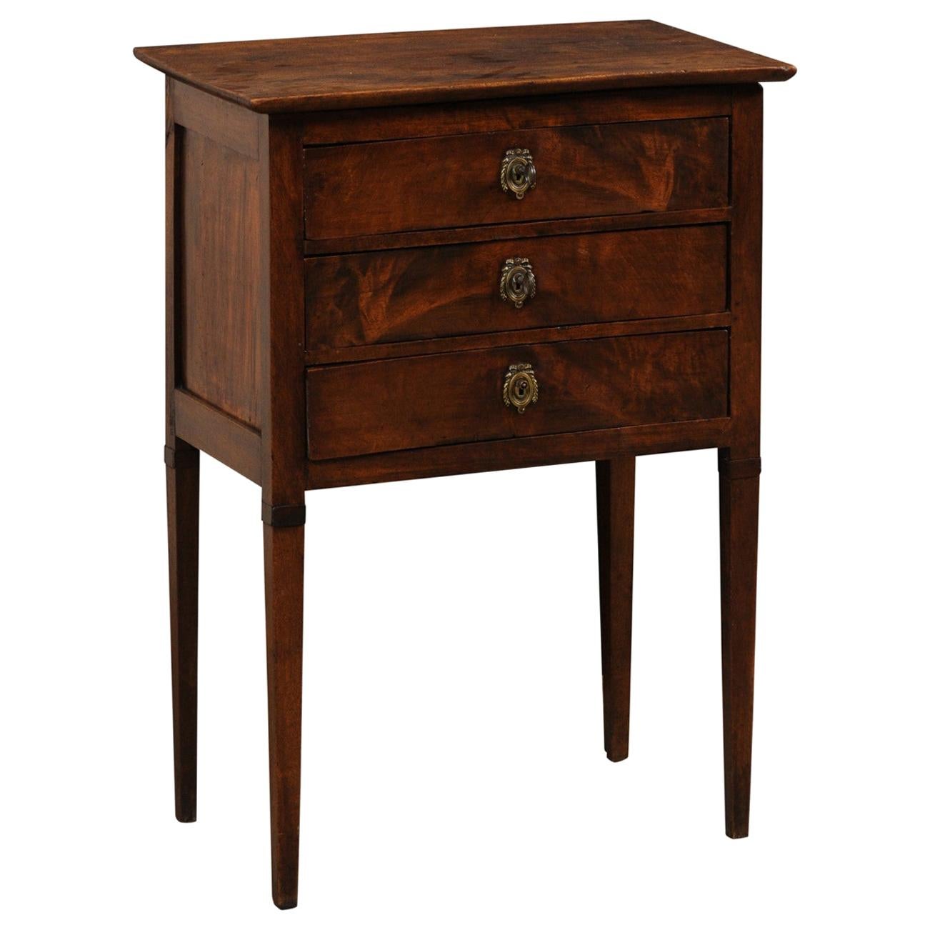 French 3-Drawer Side-Chest Nicely Raised on Tapering Squared Legs