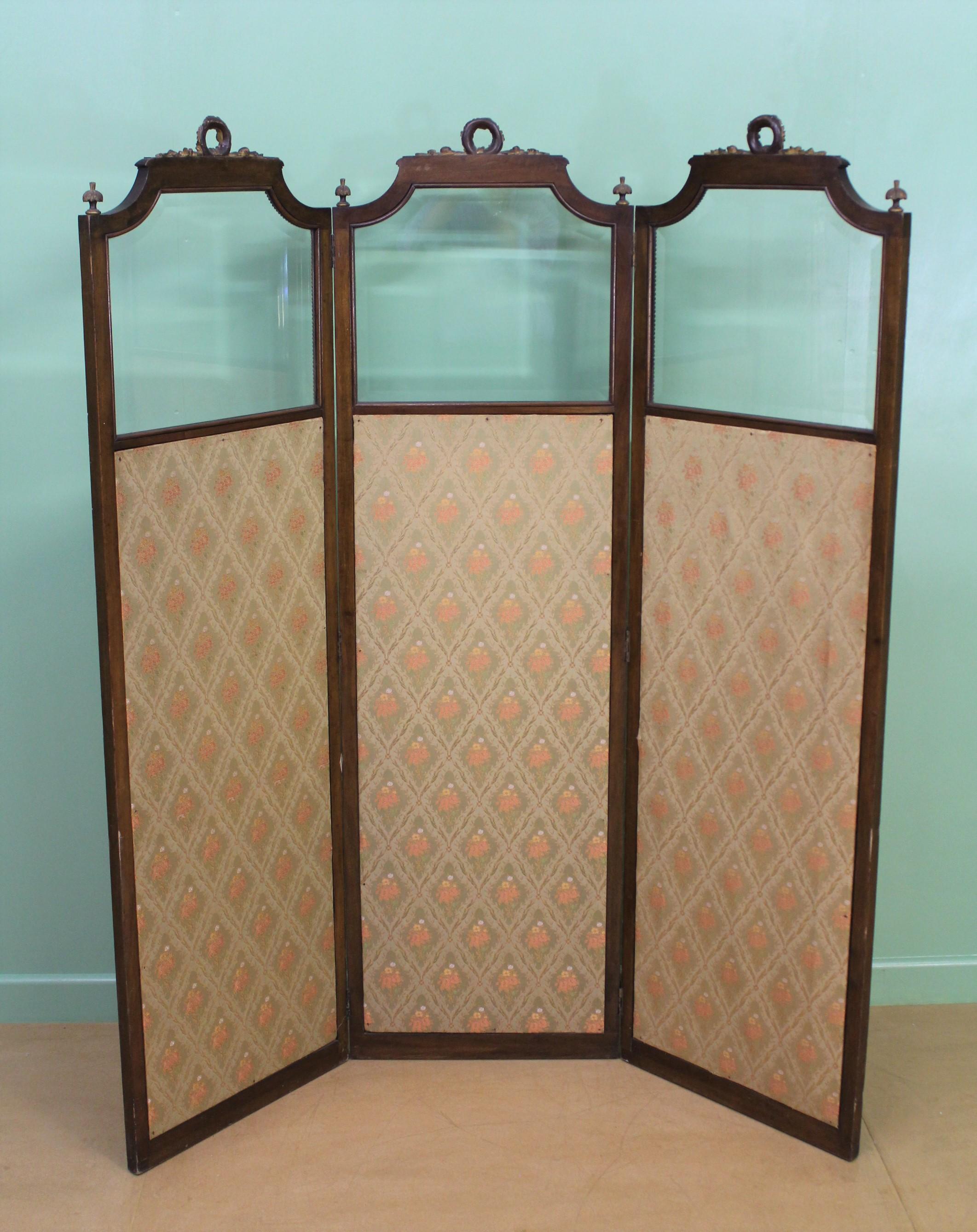 French 3 Fold Walnut and Parcel Gilt Dressing Screen 5