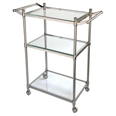 French 3-tier Chrome Bar/Drinks Cart with Glass Shelves