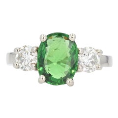 French 3, 06 Carat Tsavorite Garnet Diamonds Platinum Ring