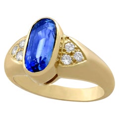 French 3.39 Carat Sapphire and Diamond Gold Cocktail Ring