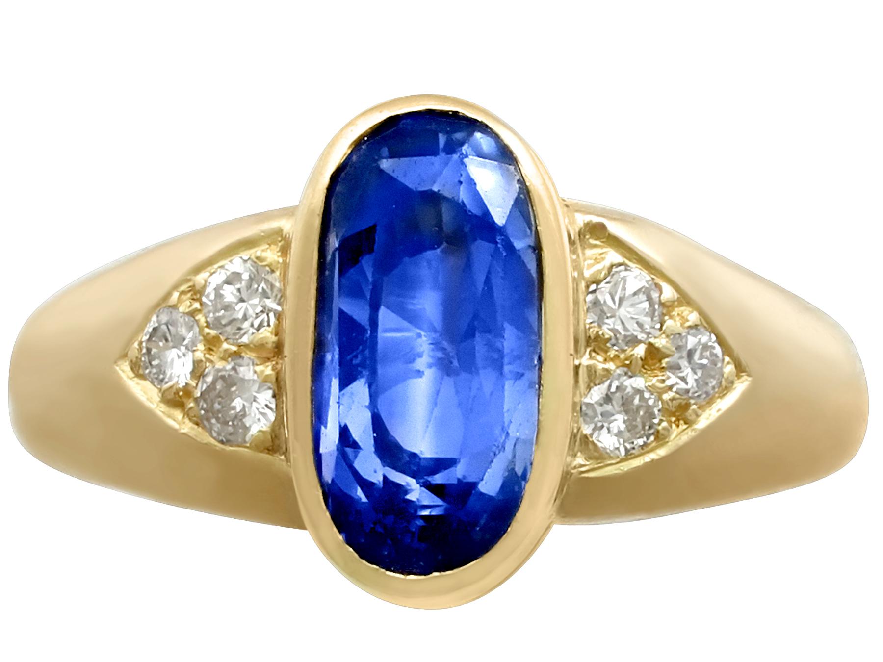 Oval Cut French 3.39 Carat Sapphire and Diamond Gold Cocktail Ring