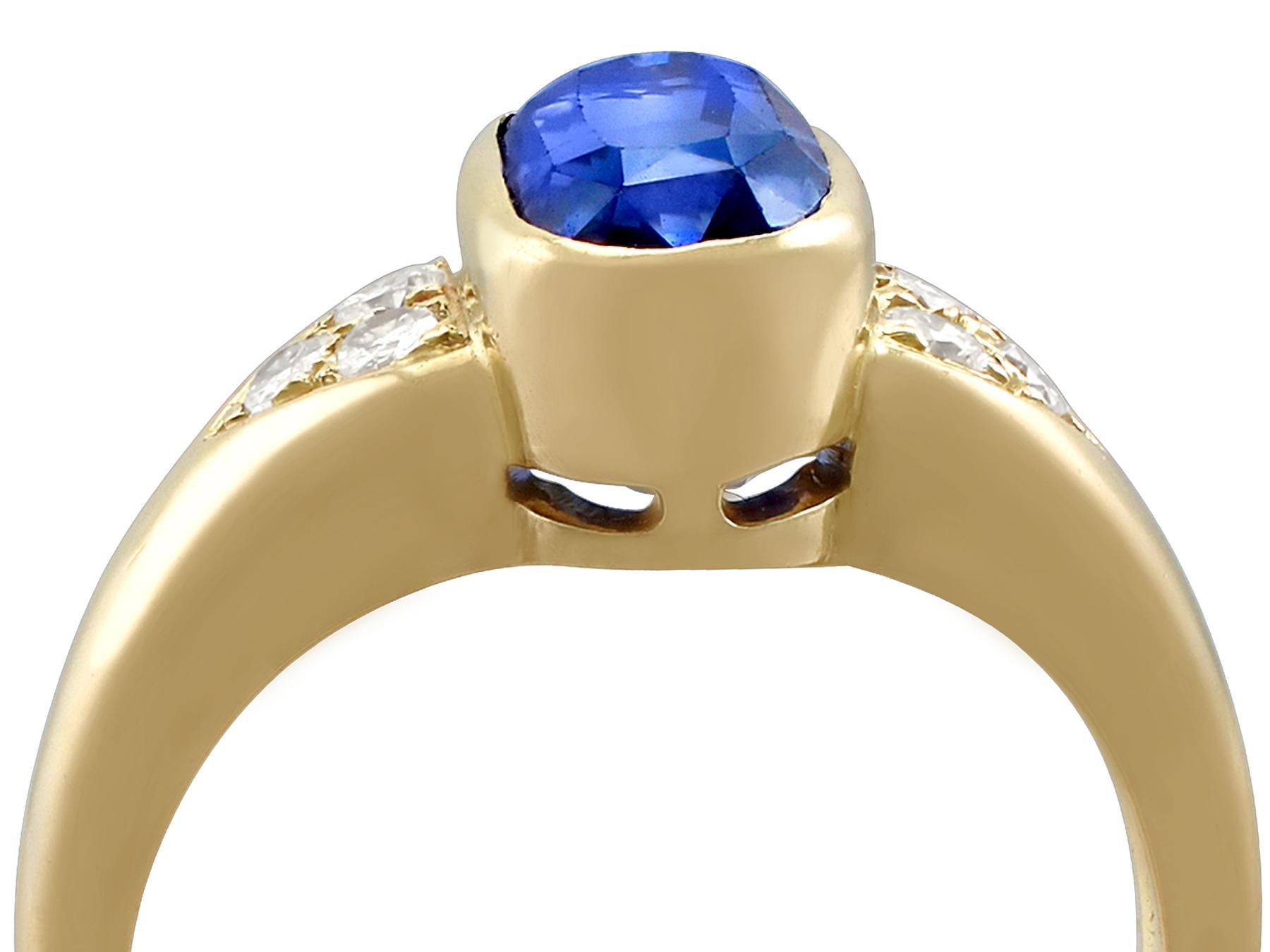 French 3.39 Carat Sapphire and Diamond Gold Cocktail Ring In Excellent Condition In Jesmond, Newcastle Upon Tyne