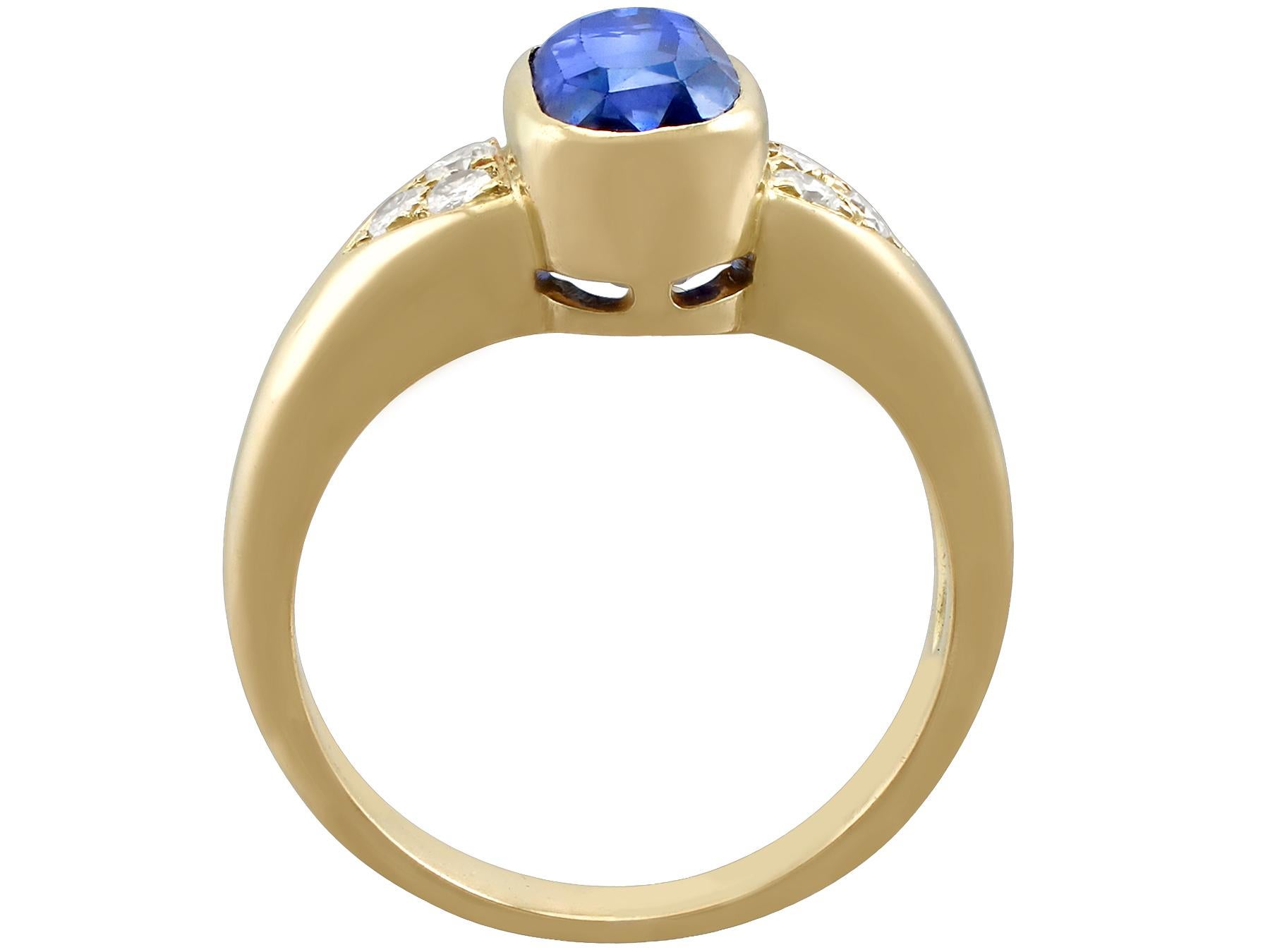 Women's French 3.39 Carat Sapphire and Diamond Gold Cocktail Ring