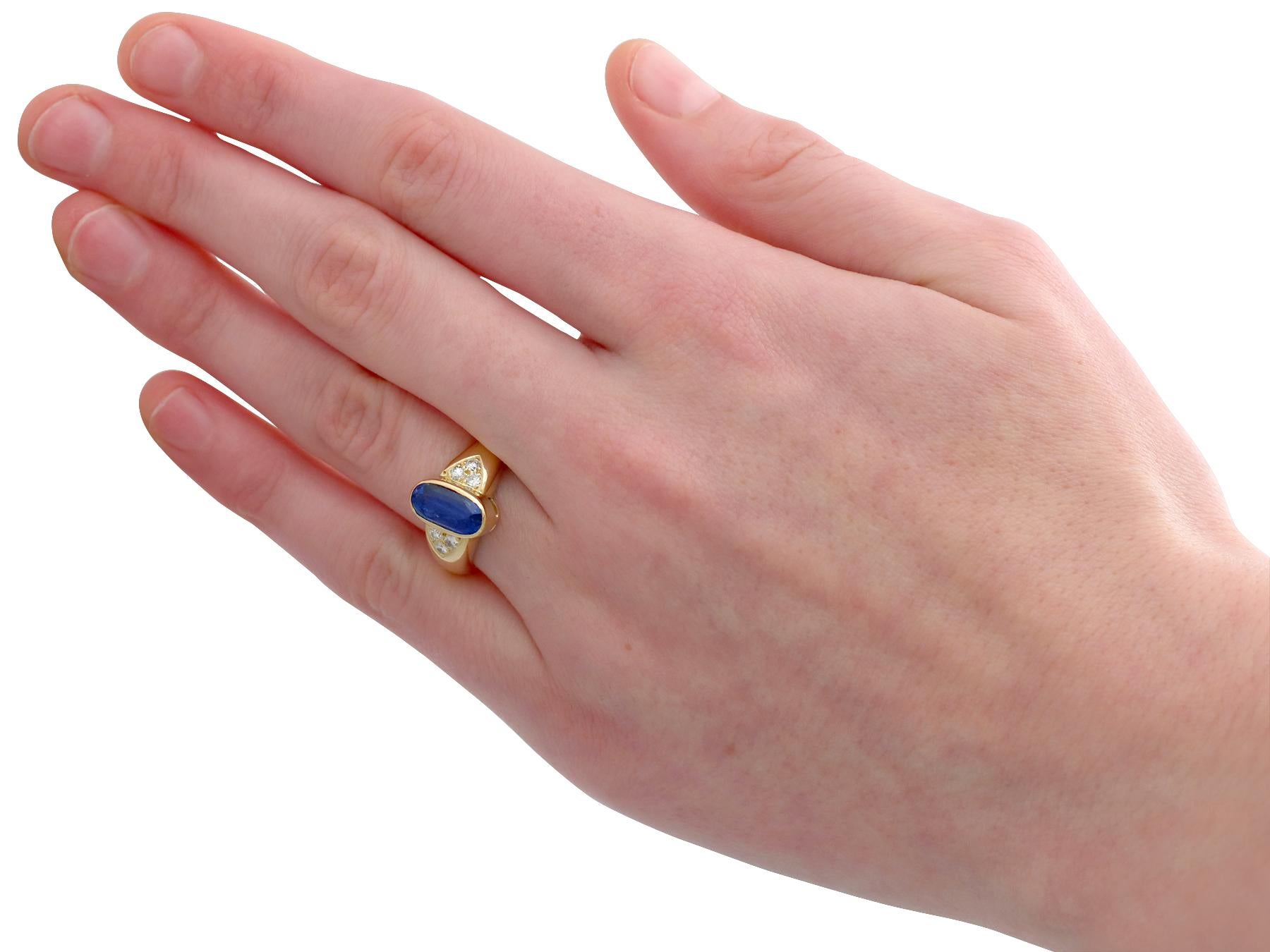 French 3.39 Carat Sapphire and Diamond Gold Cocktail Ring 1