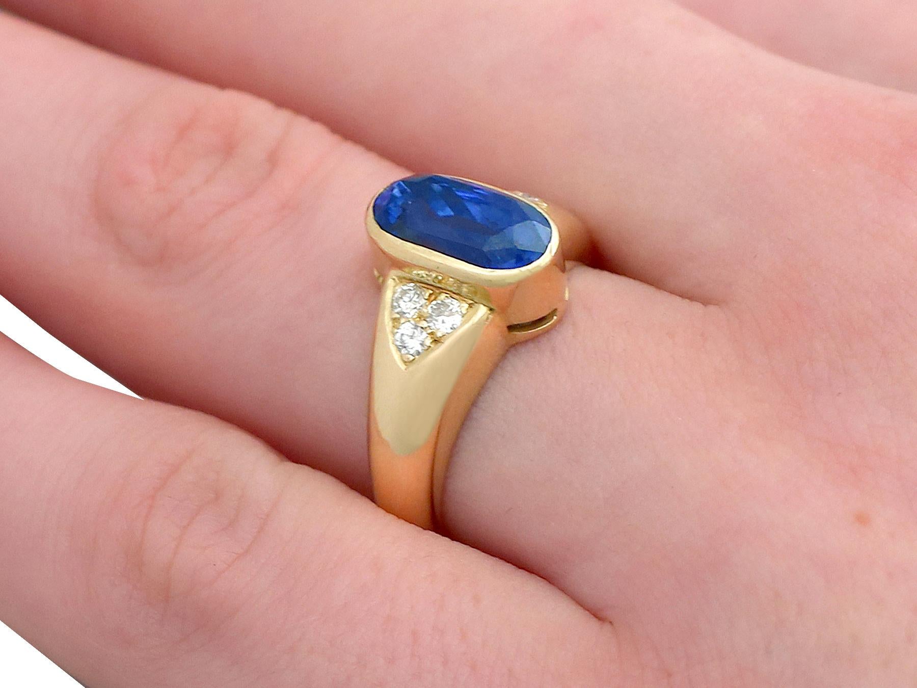 French 3.39 Carat Sapphire and Diamond Gold Cocktail Ring 2