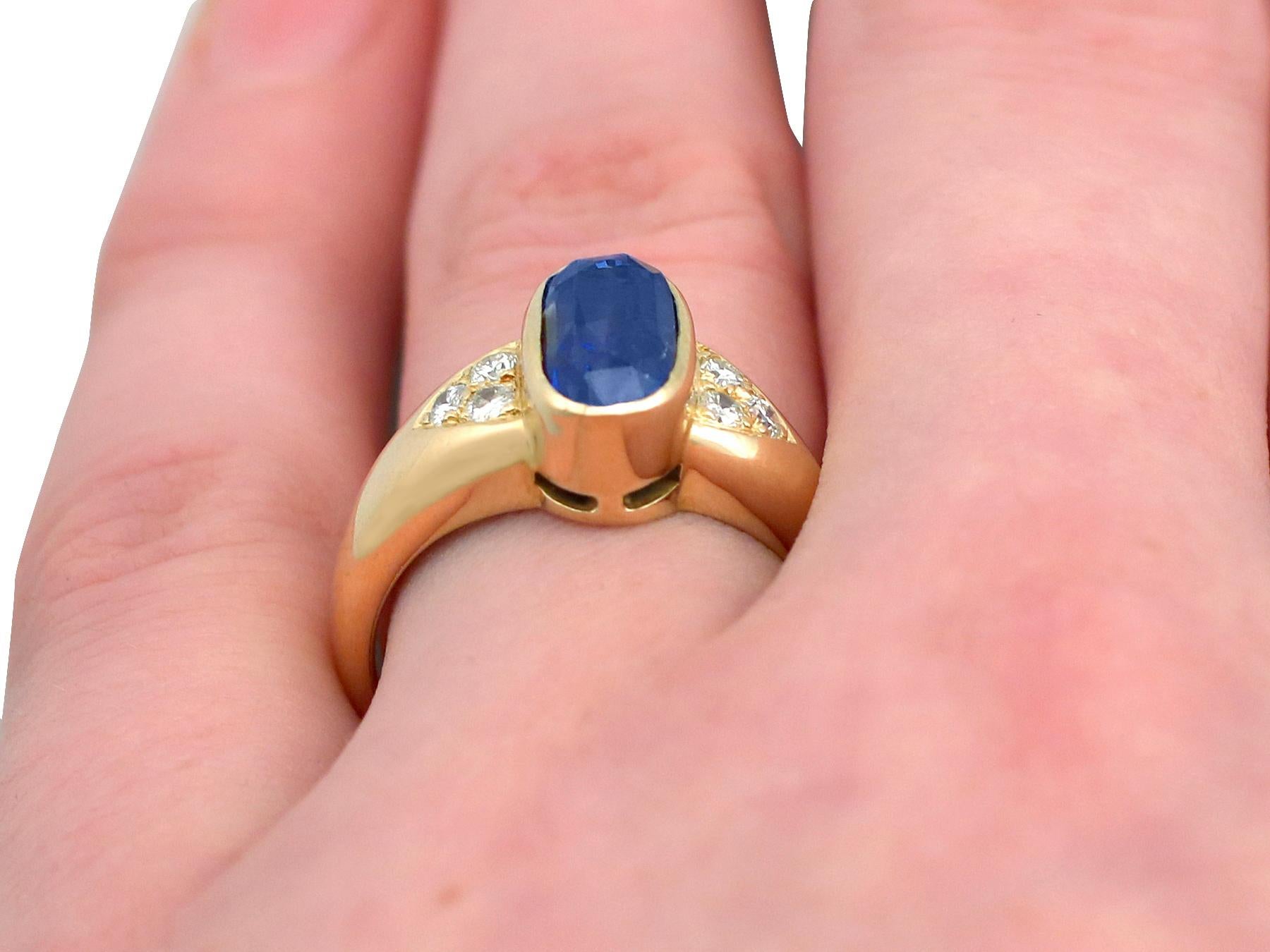 French 3.39 Carat Sapphire and Diamond Gold Cocktail Ring 3