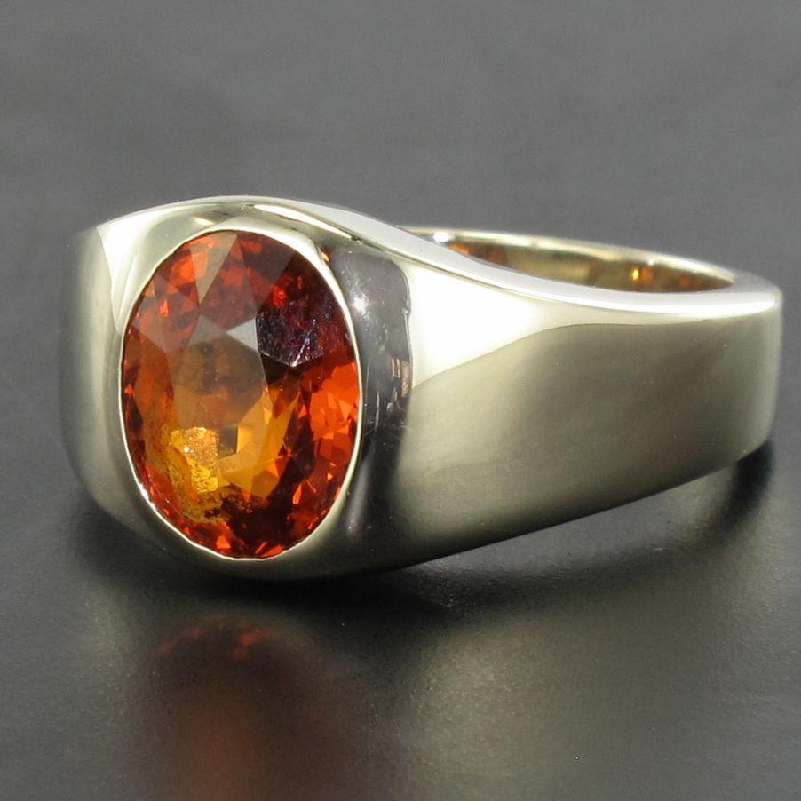 French 3.50 Carat Spessartite Garnet 18 Karat White Gold Ring 5