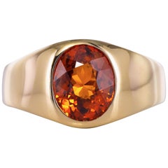 French 3.50 Carat Spessartite Garnet 18 Karat White Gold Ring
