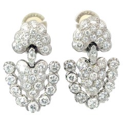 Boucles d'oreilles à clip en diamant français 3,5ctw Platine