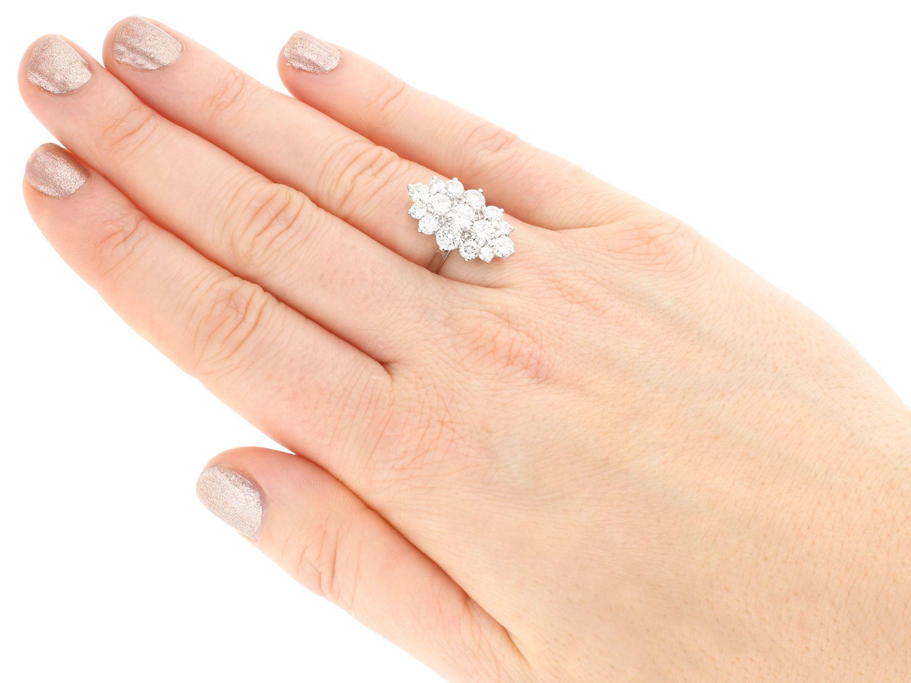 Round Cut French 3.96 Carat Diamond and White Gold Cluster Engagement Ring For Sale