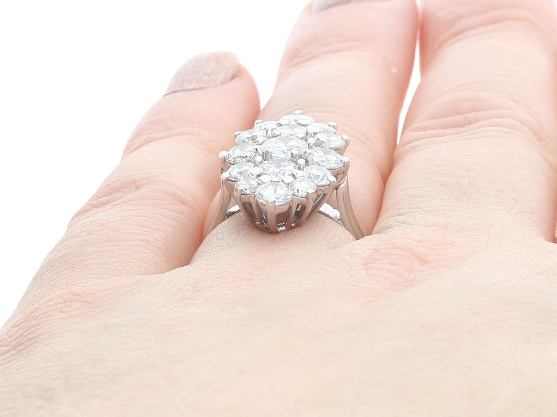 French 3.96 Carat Diamond and White Gold Cluster Ring 3