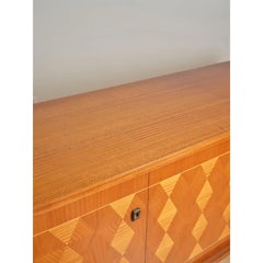 French 4 Door Sideboard Parcade Face and Sycamore Interior C. 1960