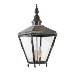 French 4-Light Copper Lantern, Early 20th Century