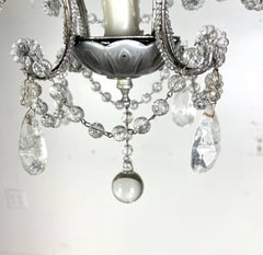 French (4) Light Rock Crystal Beaded Chandelier C. 1930's