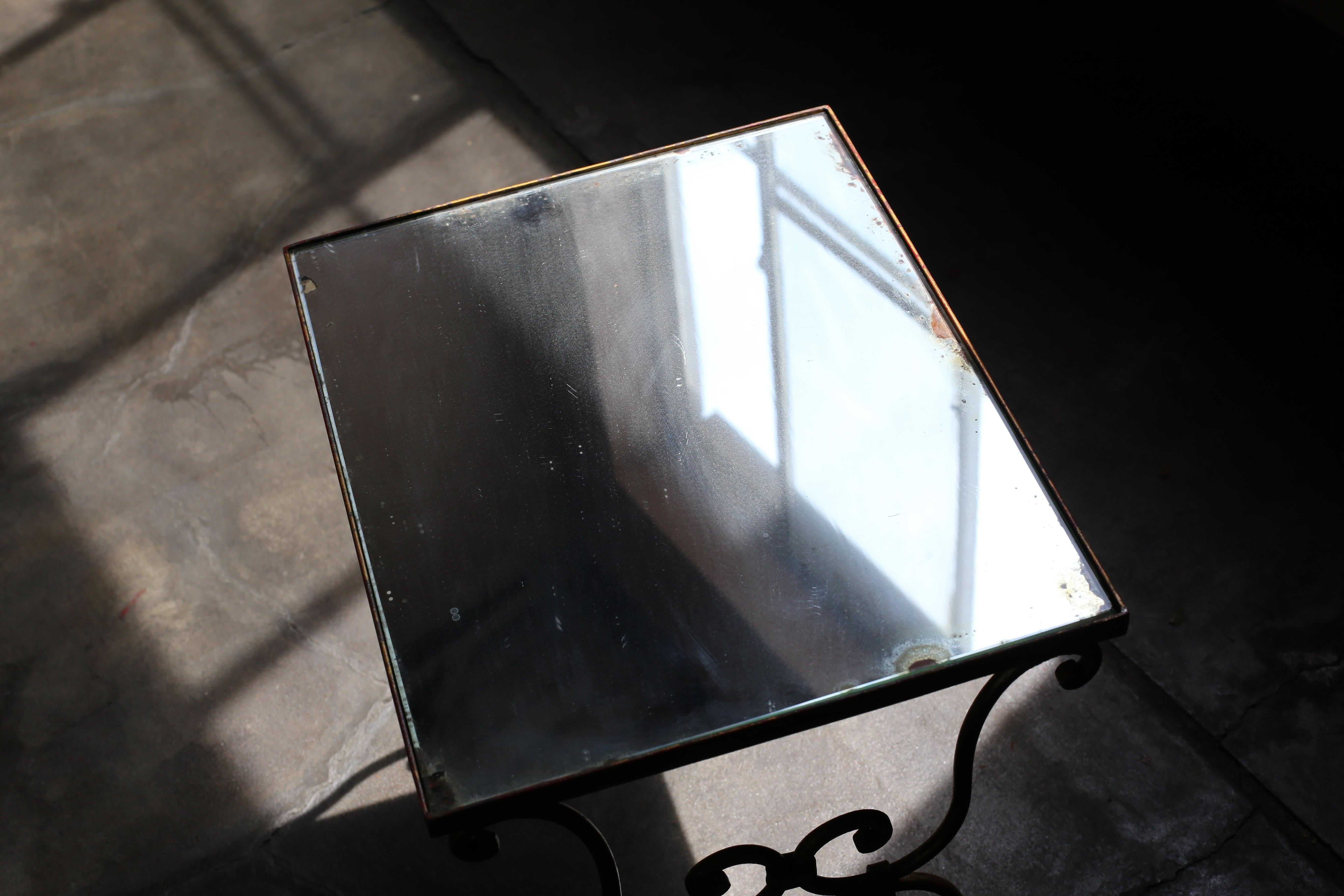 Steel French 40s Nesting Table with Mirror Top