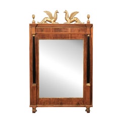 French 4.5 Ft Tall Over-Mantle Mirror, Heavily Foxed & Adorn with w/Griffins