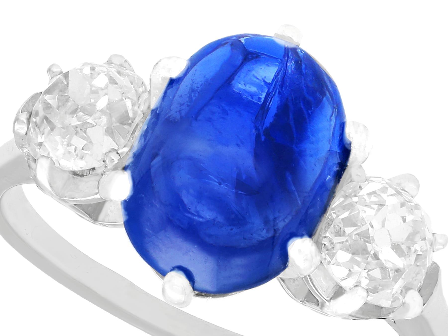 Oval Cut French 4.90 Carat Burmese Sapphire 1.39ct Diamond Platinum Engagement Ring For Sale