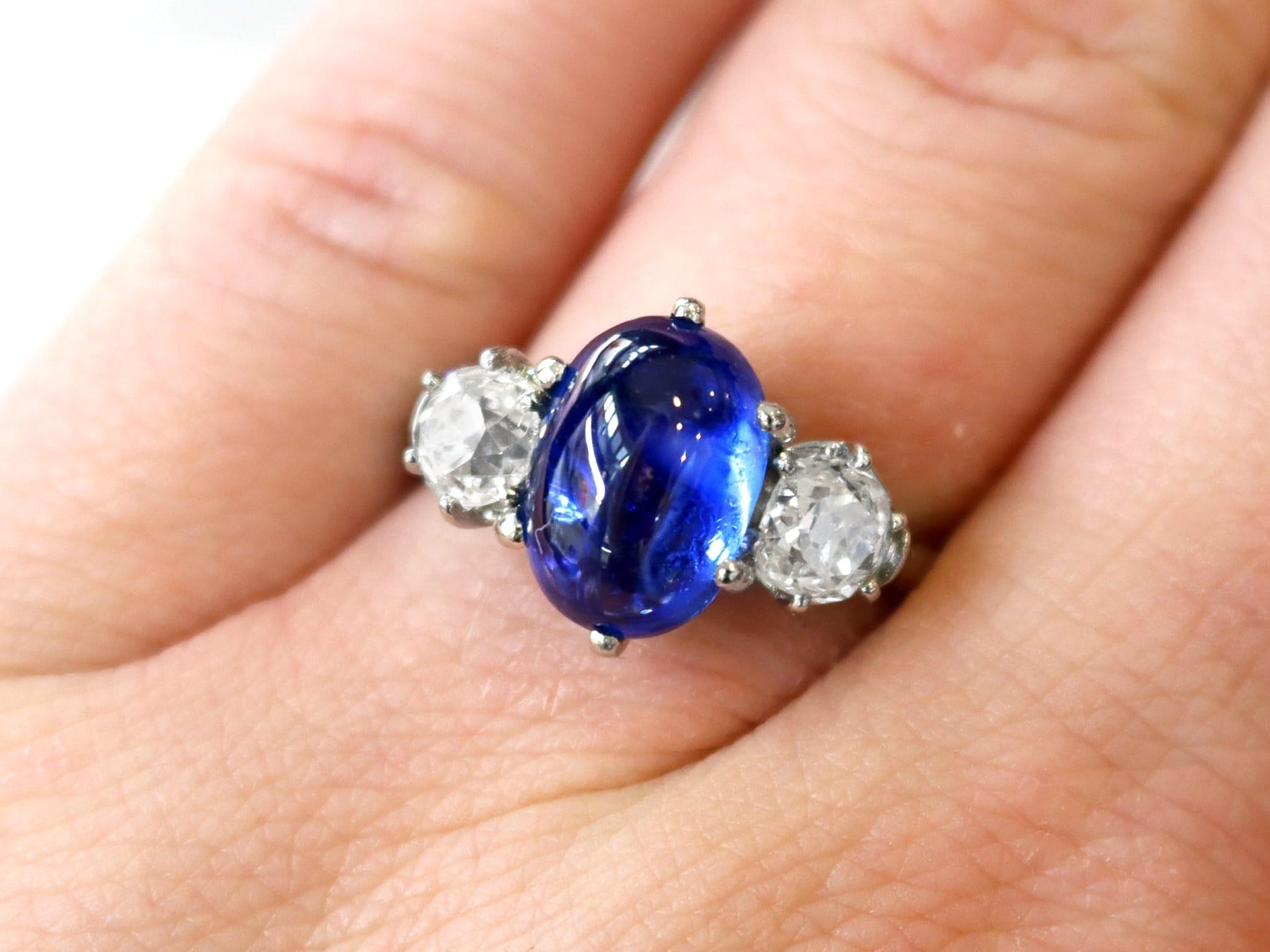 Oval Cut French 4.90 Carat Burmese Sapphire 1.39ct Diamond Platinum Engagement Ring For Sale
