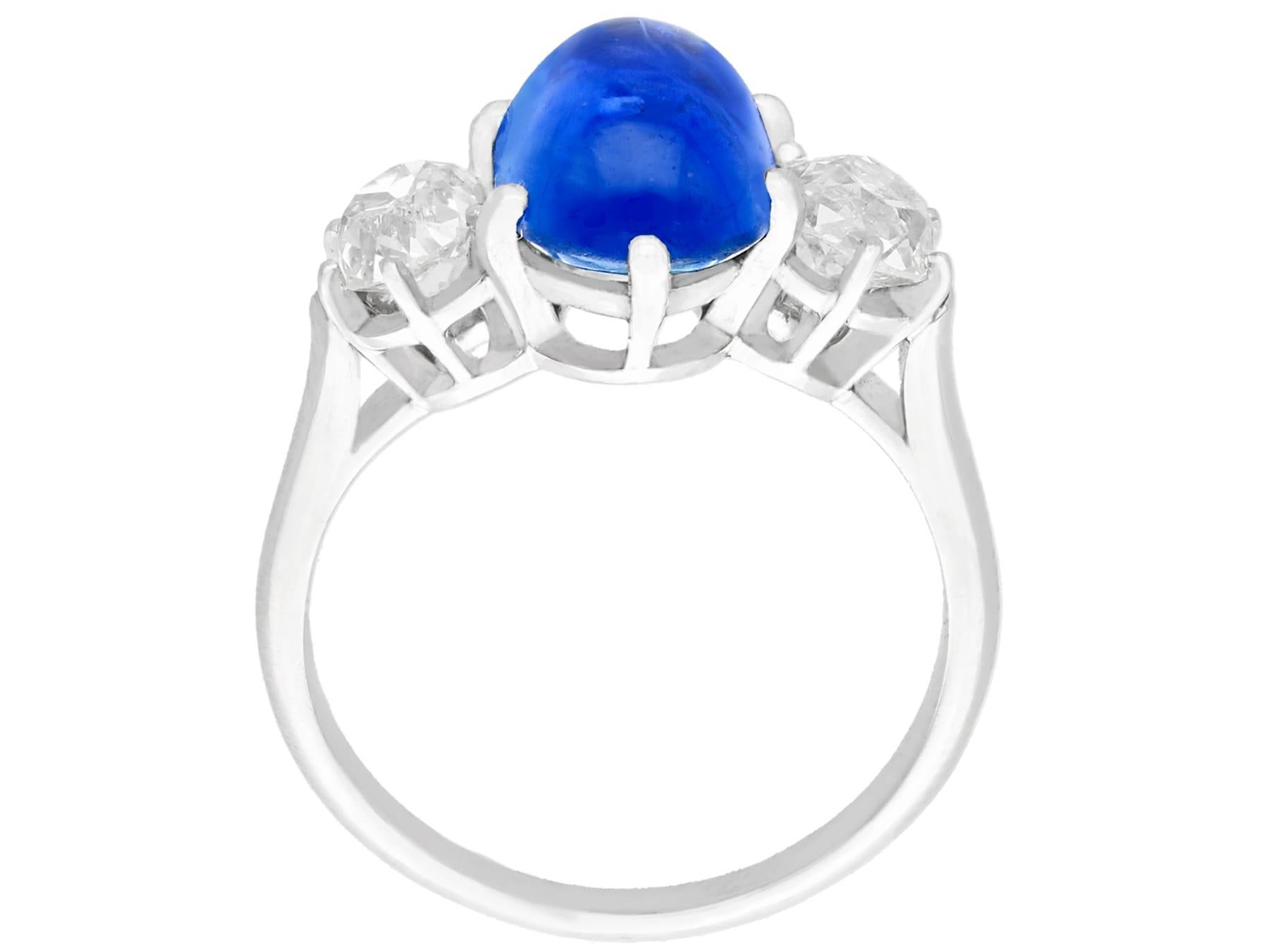 Women's French 4.90 Carat Burmese Sapphire 1.39ct Diamond Platinum Engagement Ring For Sale