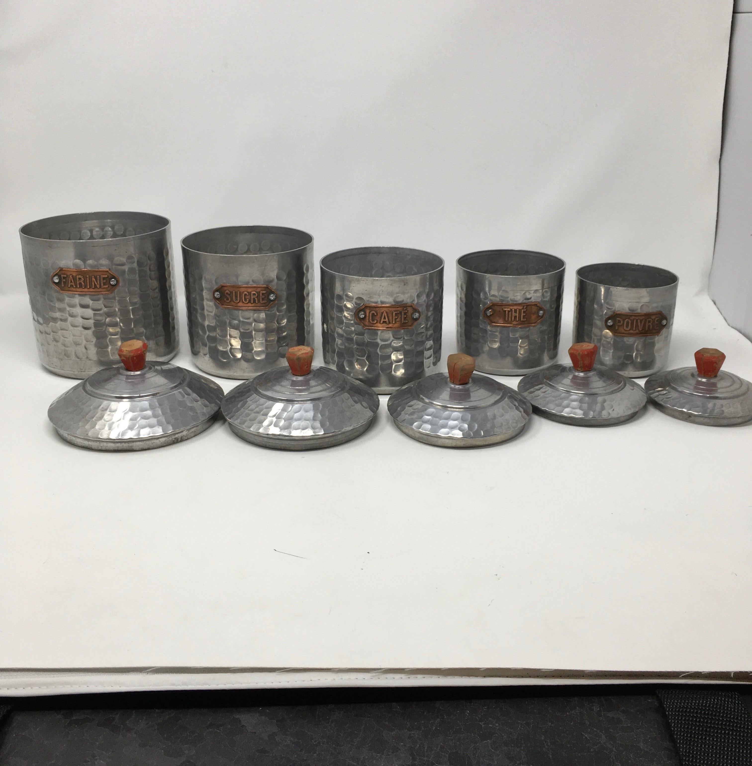Tin French 5-Piece Canister Set