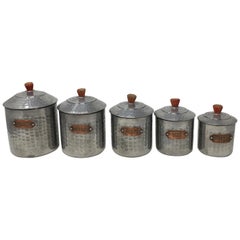 Vintage French 5-Piece Canister Set