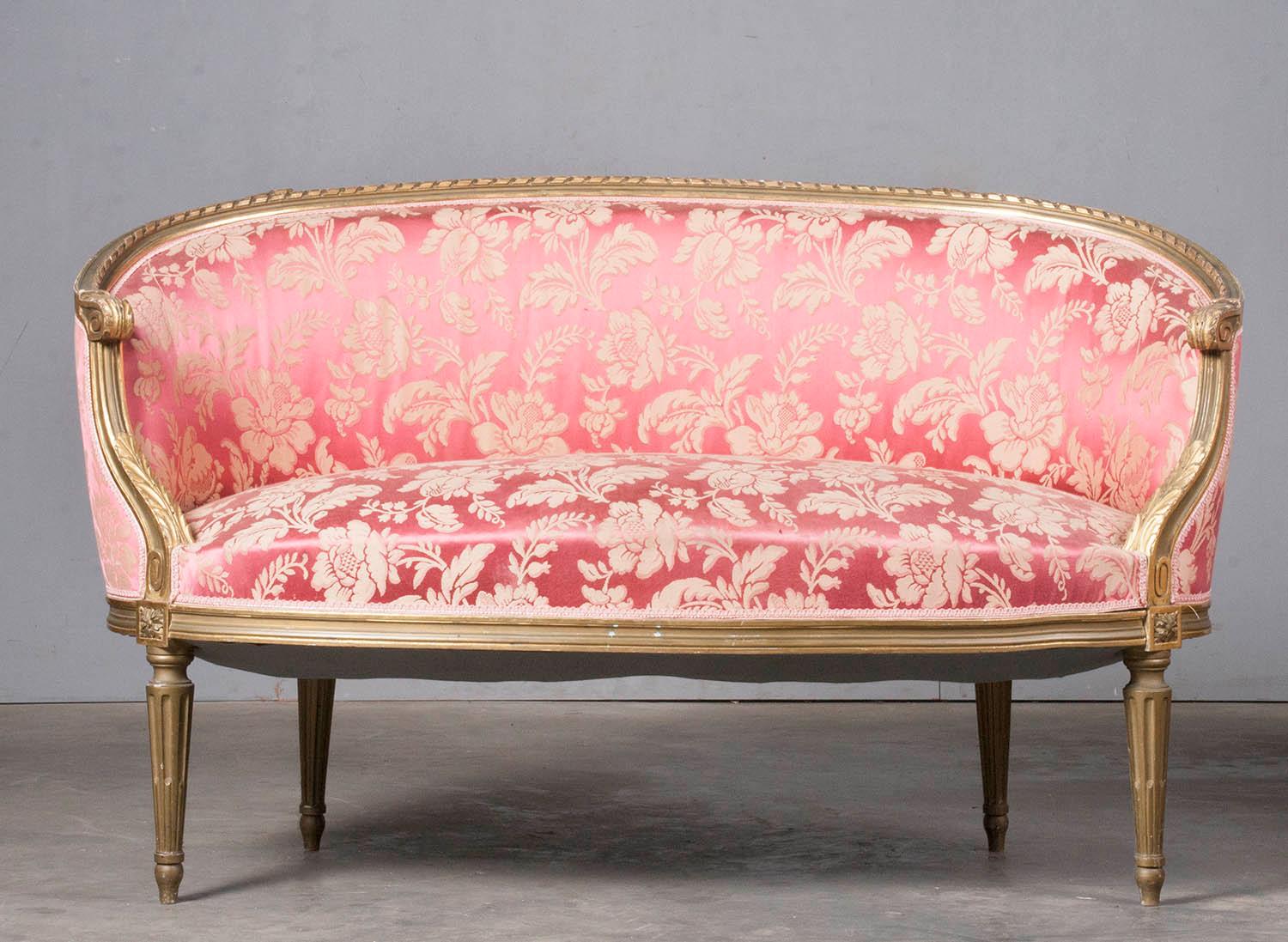 French 5-Piece Louis XVI-Style Sofa Set with Carved Ribbons 19th Century 3