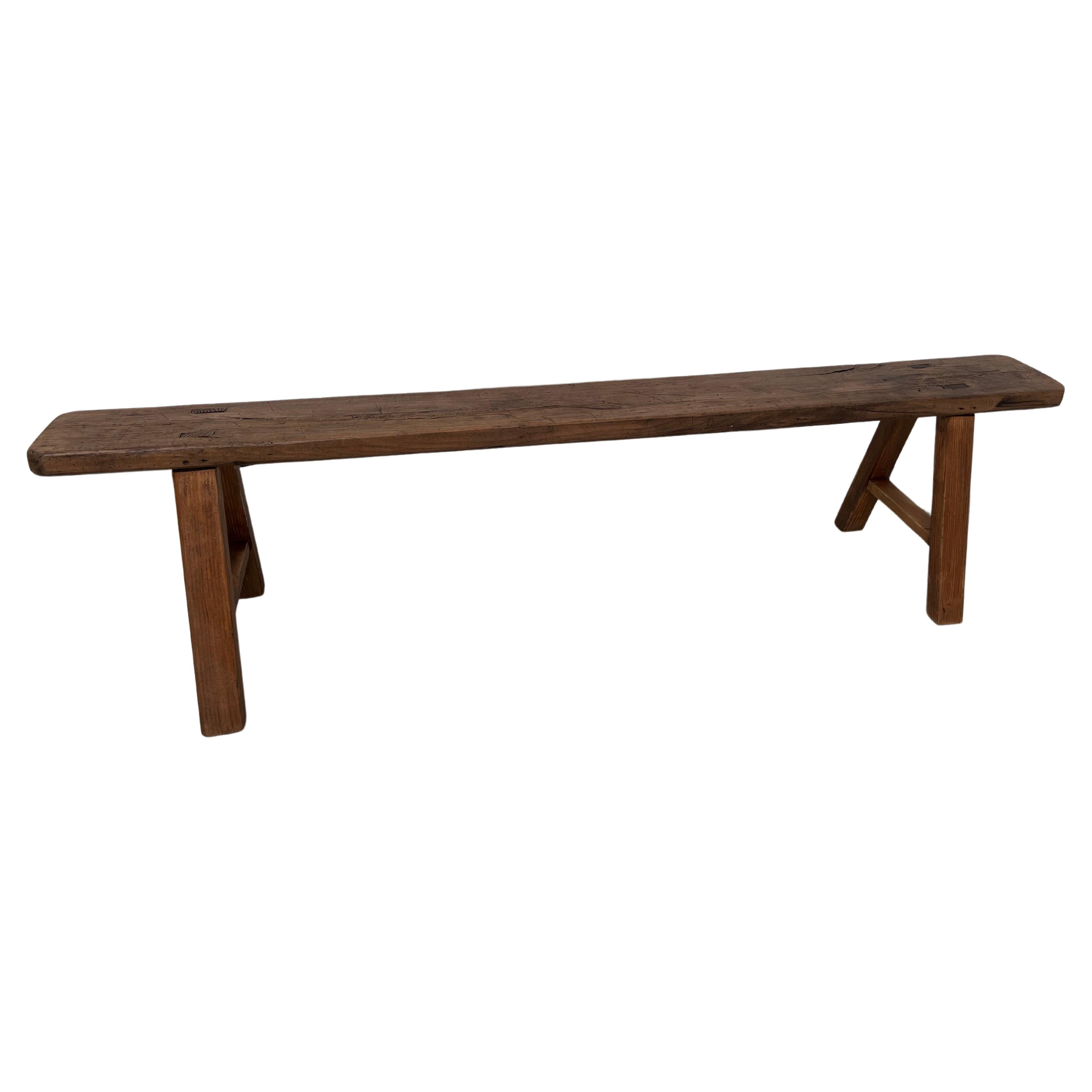 French 50's bench in massive oak  For Sale