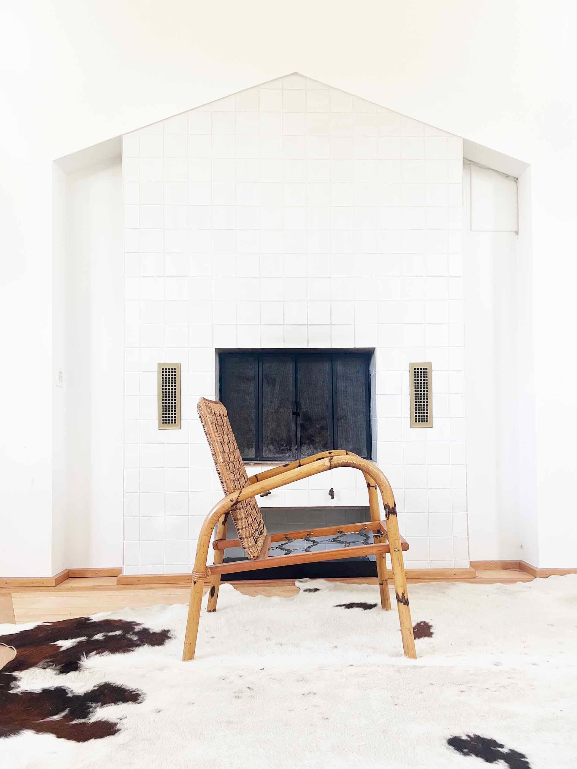 Mid-20th Century French 50s Brutalist Modern Armchair by Adrien Audoux & Frida Minet, France 1950 For Sale