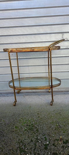 French 50's Drink Trolley In Brass Attributed To Maison Jansen