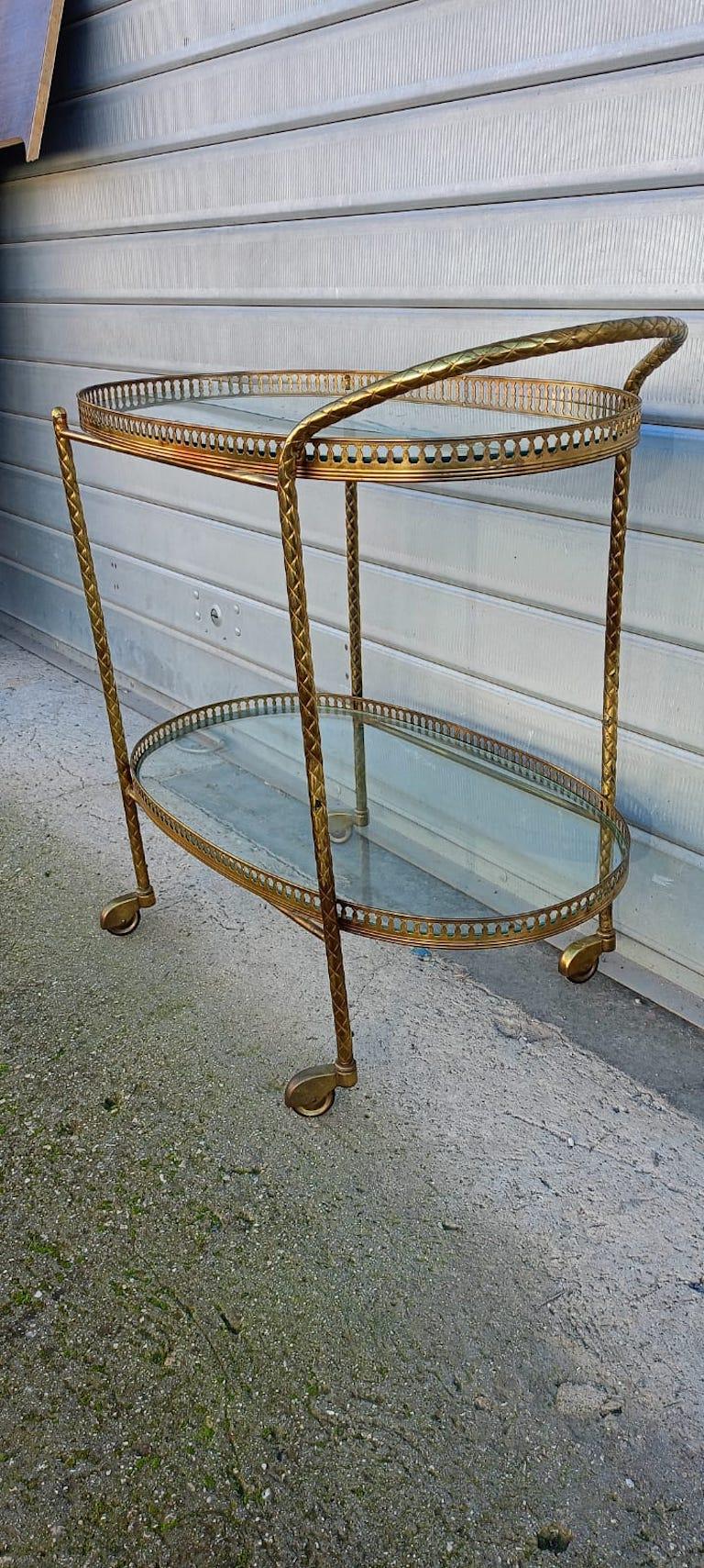 20ième siècle Chariot français des années 50 en laiton attribué à la Maison Jansen en vente