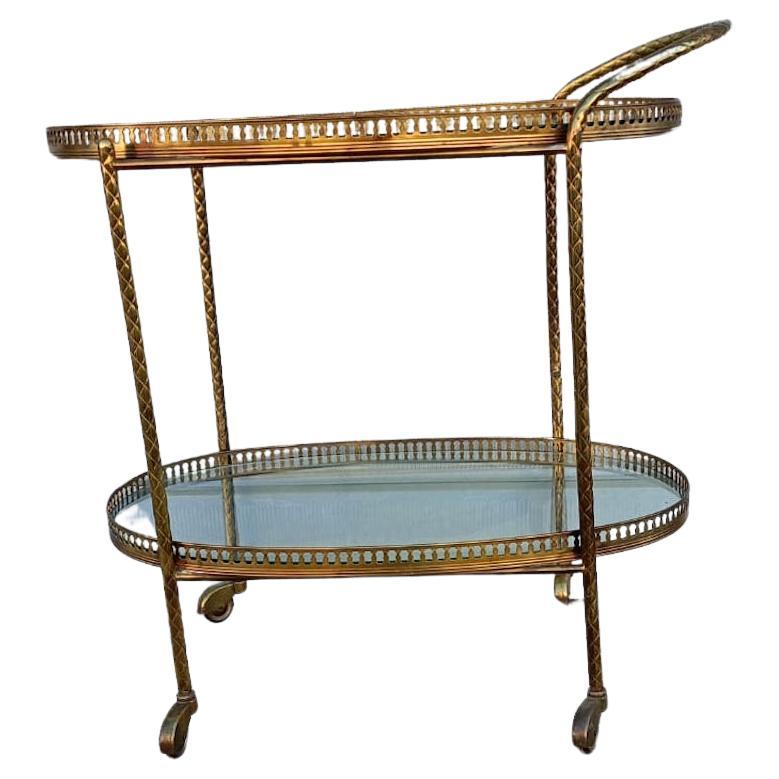 French 50's Drink Trolley In Brass Attributed To Maison Jansen