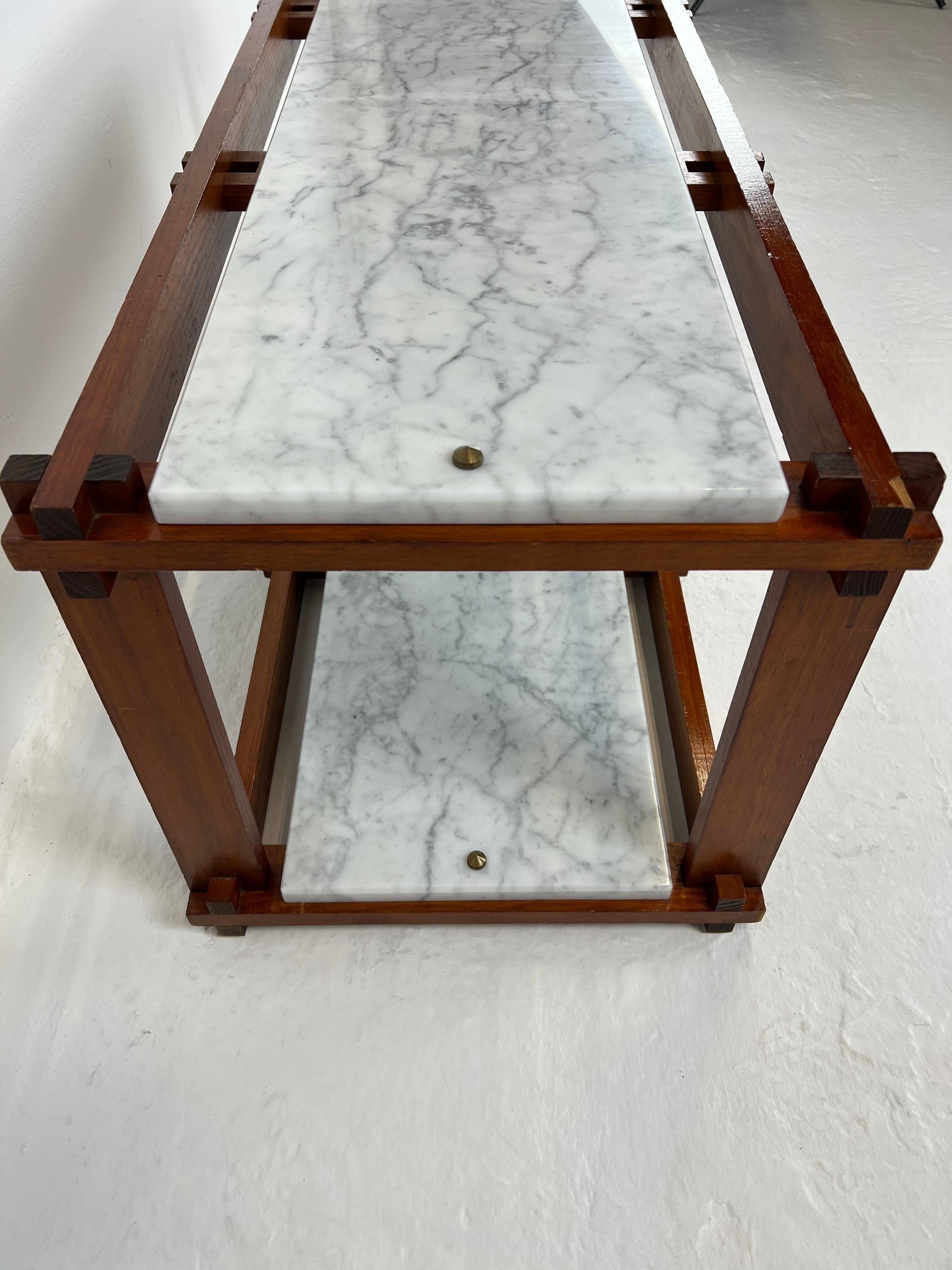French 50's Modernist Shelf, Marble and Wood For Sale 5