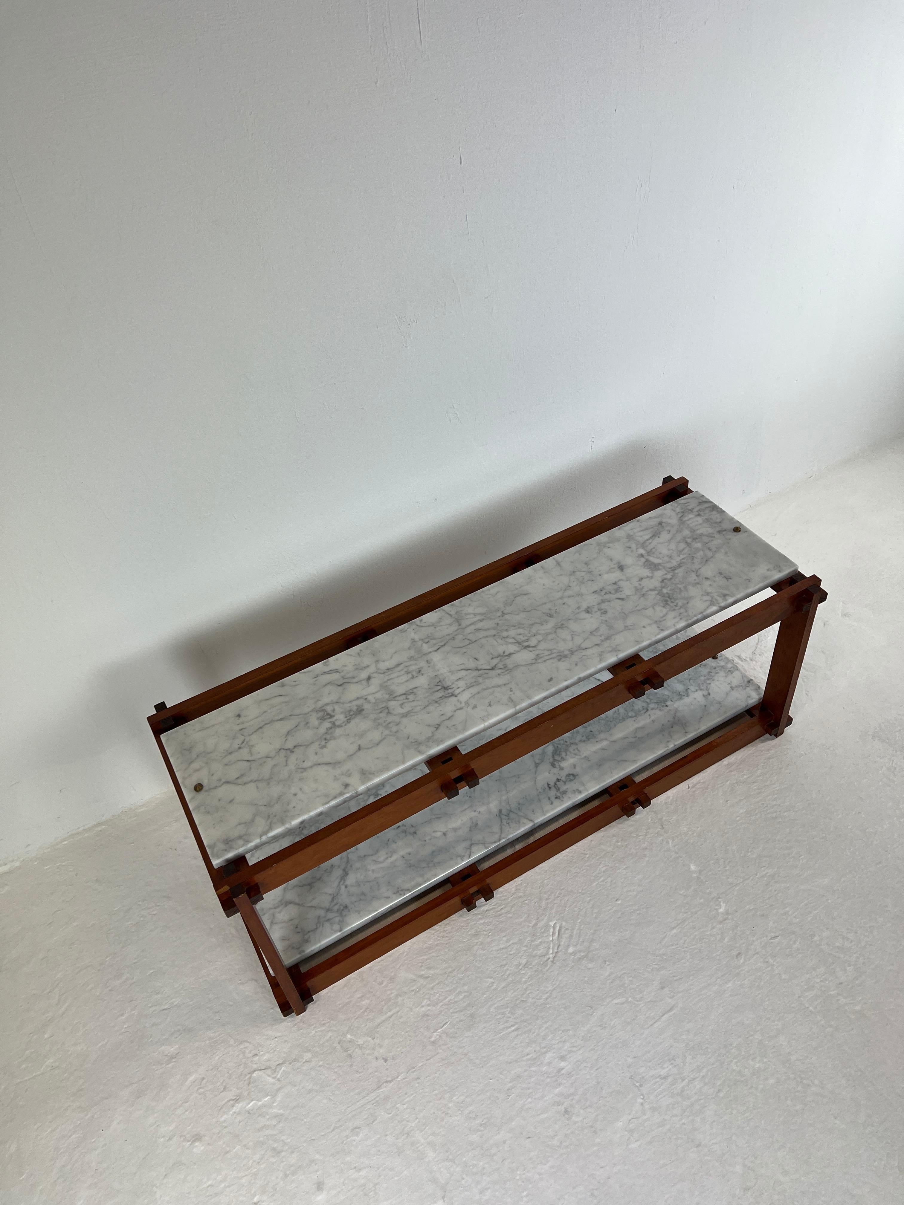 French 50's Modernist Shelf, Marble and Wood For Sale 10