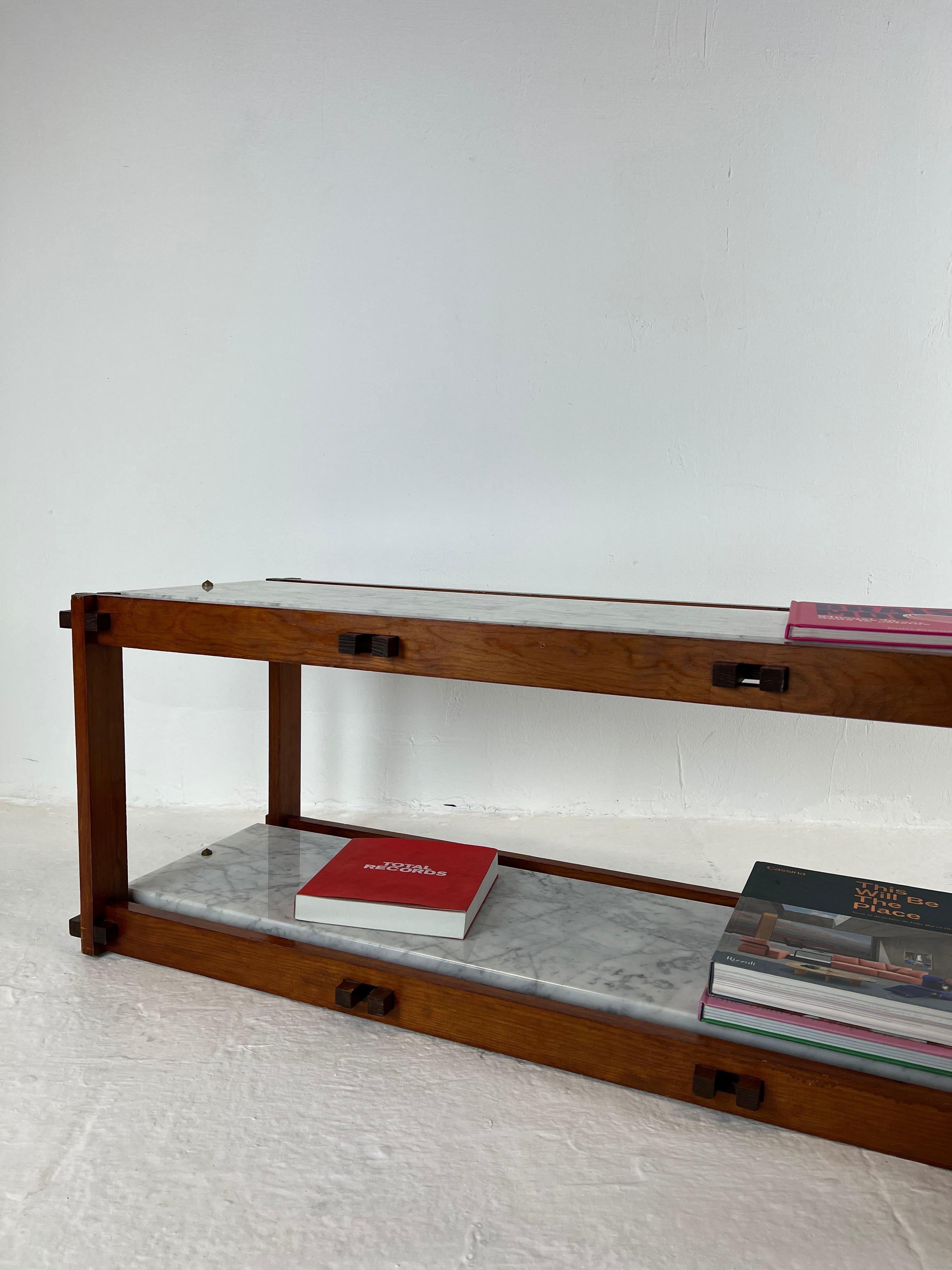 French 50's Modernist Shelf, Marble and Wood For Sale 13