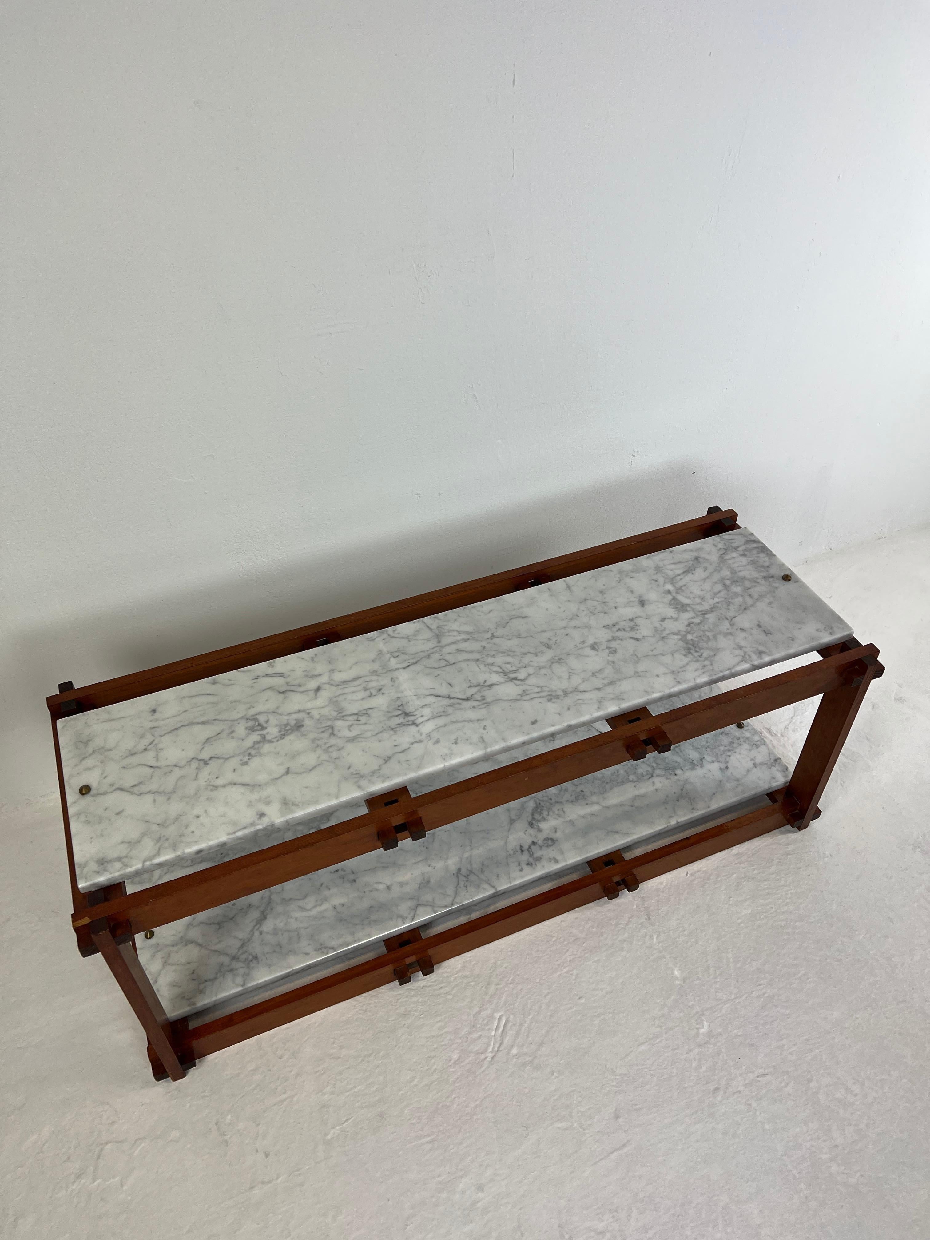 French 50's Modernist Shelf, Marble and Wood For Sale 4