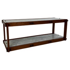 Retro French 50's Modernist Shelf, Marble and Wood