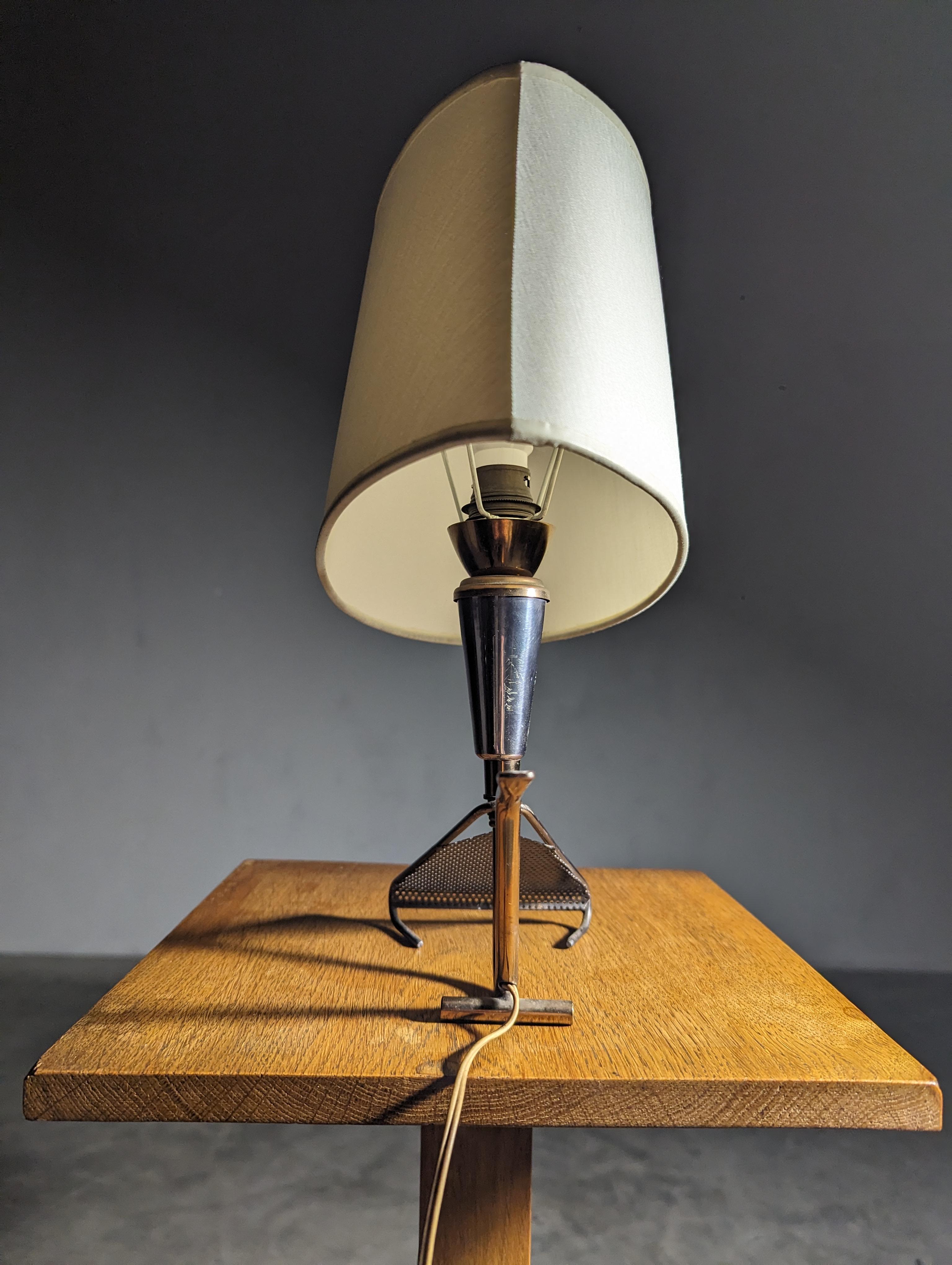 Brass French 50's table lamp by Maison Arlus For Sale