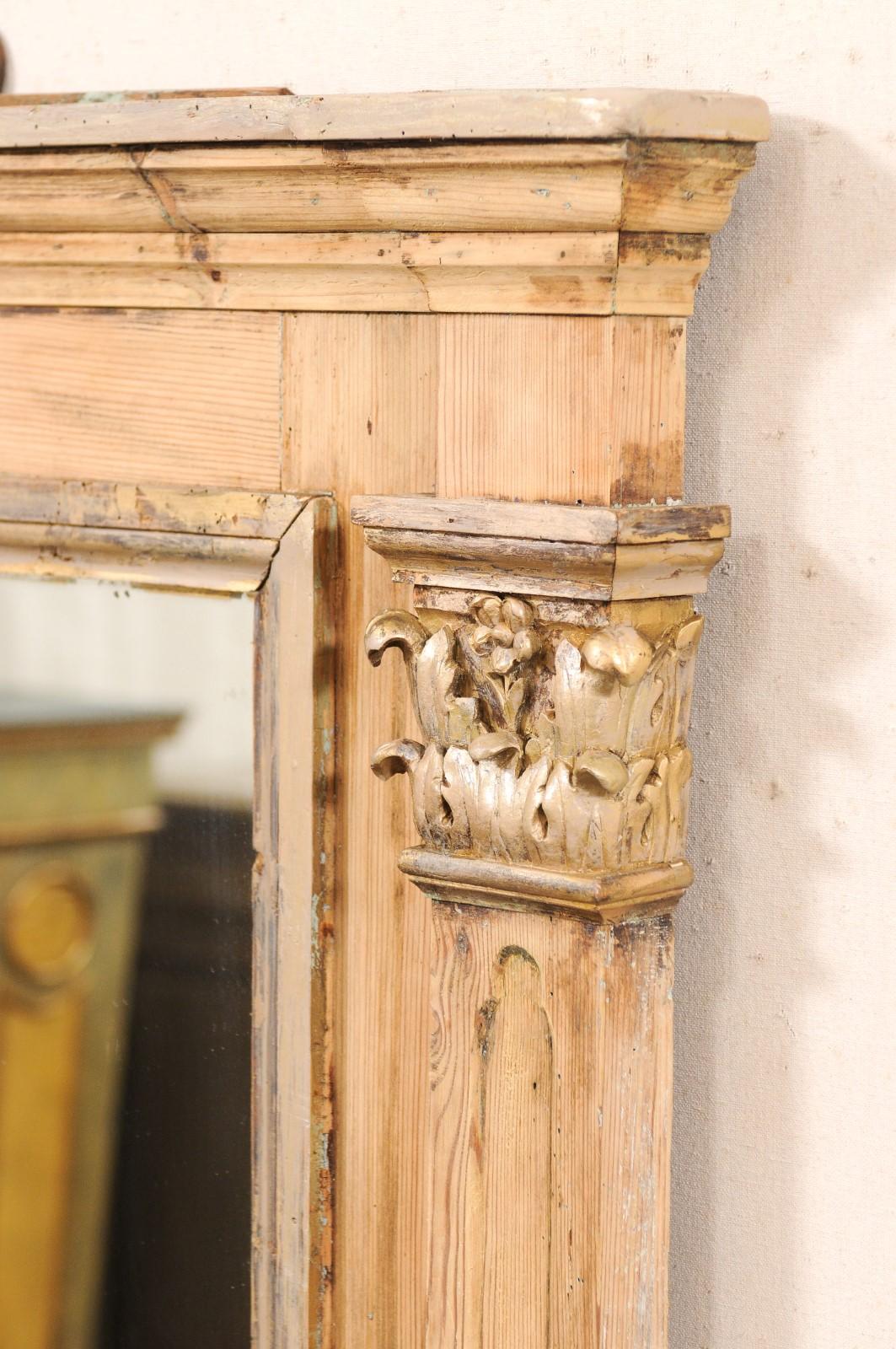 Specchio francese in legno intagliato alto 5,5 piedi con accenti a colonna, 19° C. in vendita 3