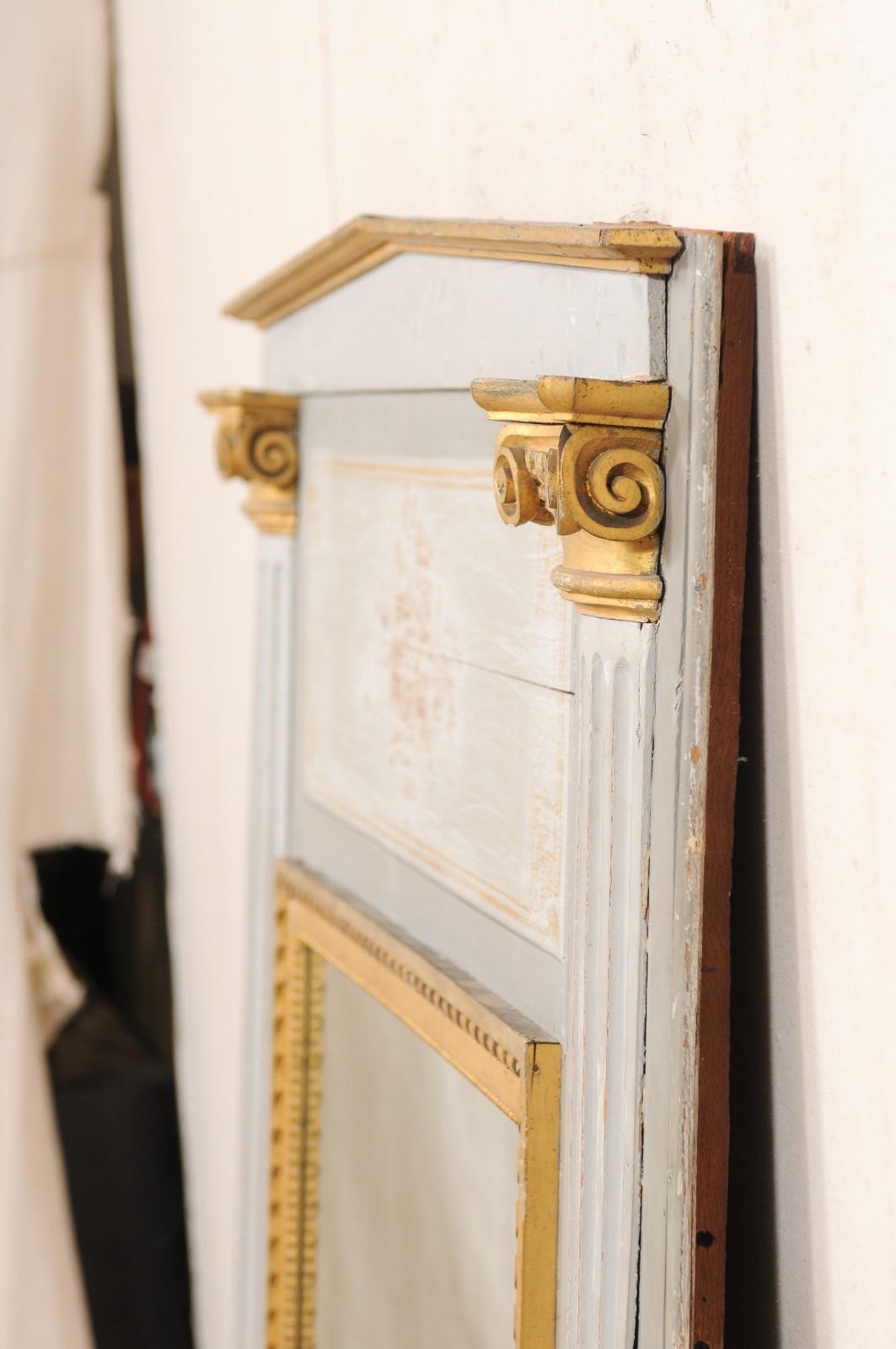 French 5.5' Tall Architecturally Inspired Over-mantle Mirror, 19th C. For Sale 3