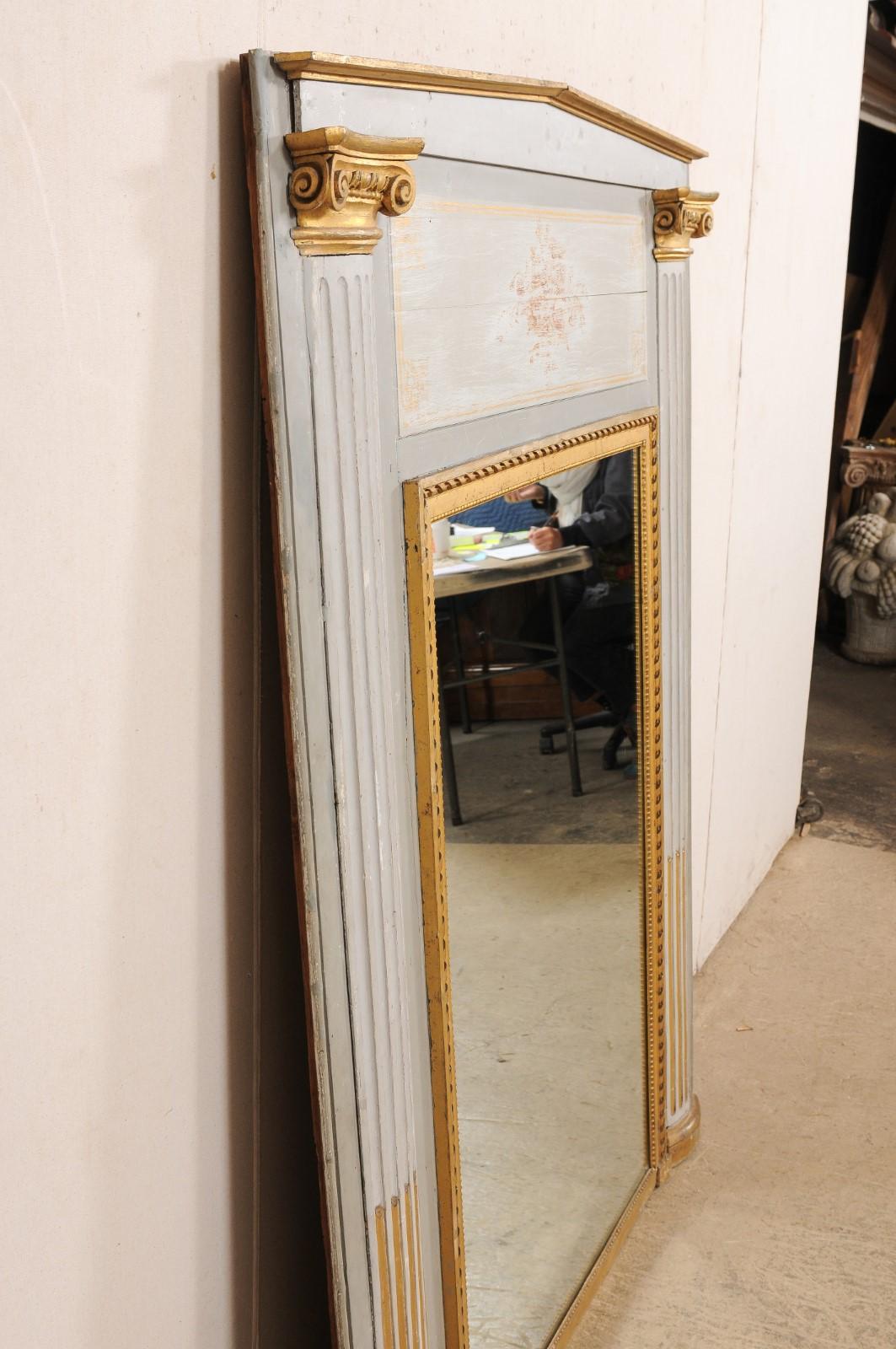 French 5.5' Tall Architecturally Inspired Over-mantle Mirror, 19th C. For Sale 4