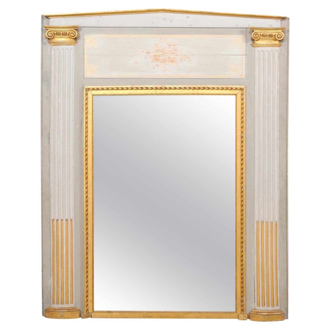 French 5.5' Tall Architecturally Inspired Over-mantle Mirror, 19th C.