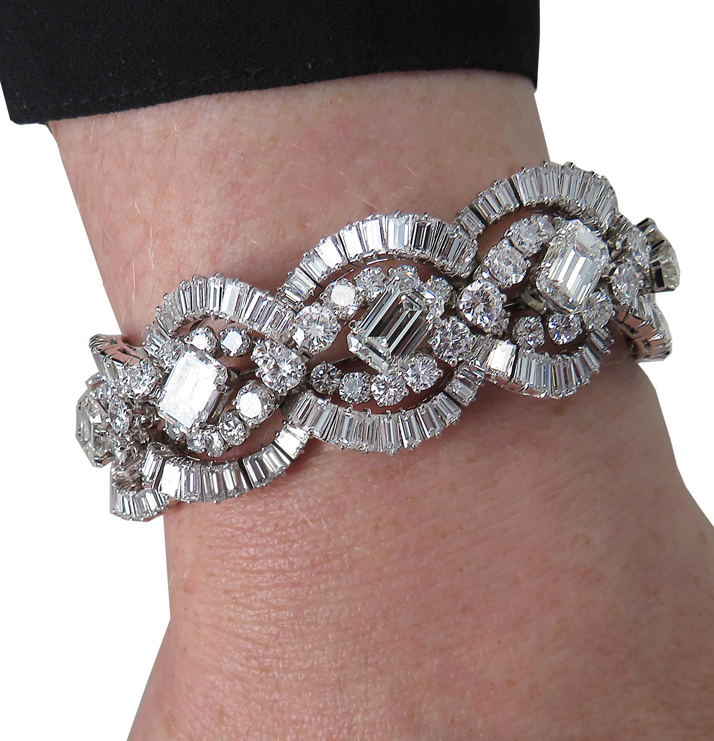 Modern French 58.66 Carat Diamond Bracelet, circa 1960