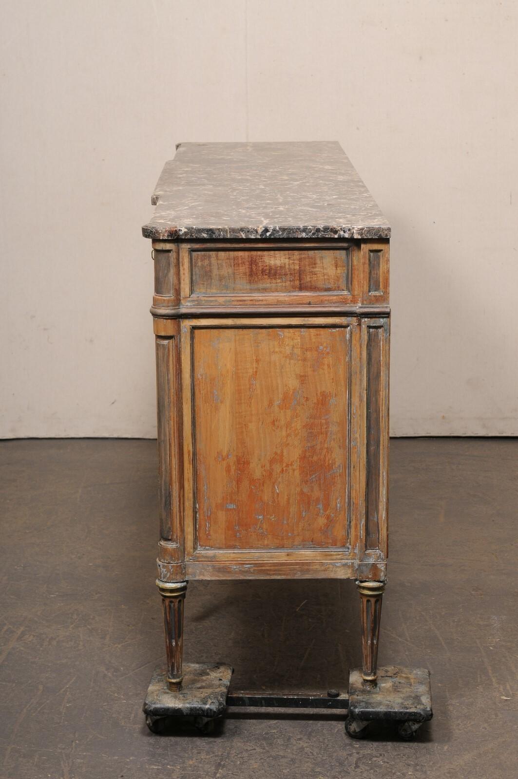 French 6+ Ft. Long Enfilade w/Marble Top & Nice Legs, Mid 20th C. 6