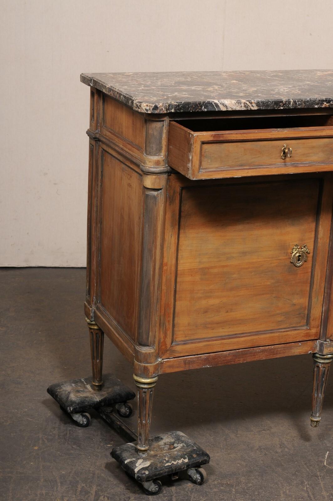 French 6+ Ft. Long Enfilade w/Marble Top & Nice Legs, Mid 20th C. In Good Condition In Atlanta, GA