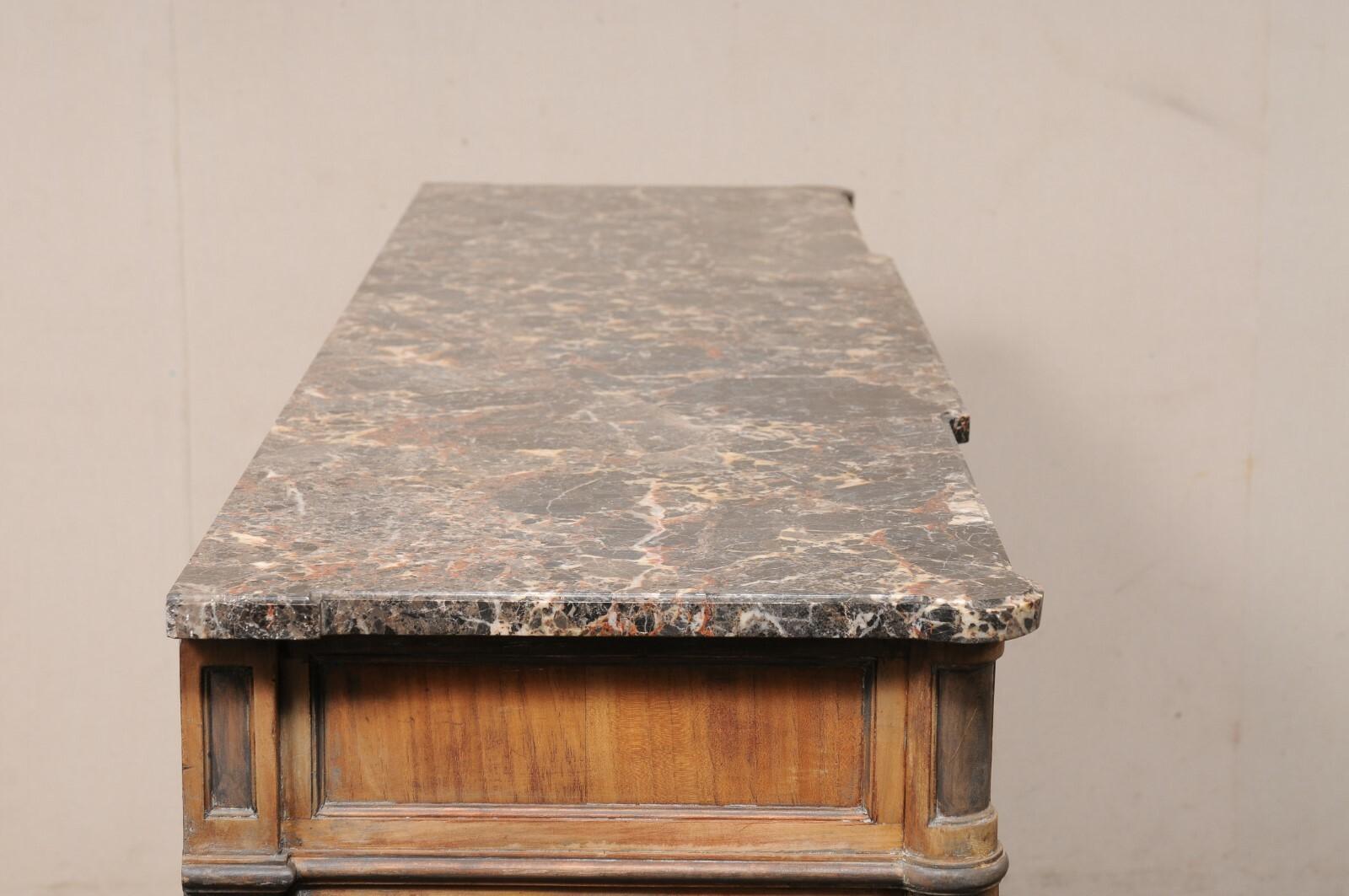 French 6+ Ft. Long Enfilade w/Marble Top & Nice Legs, Mid 20th C. 2