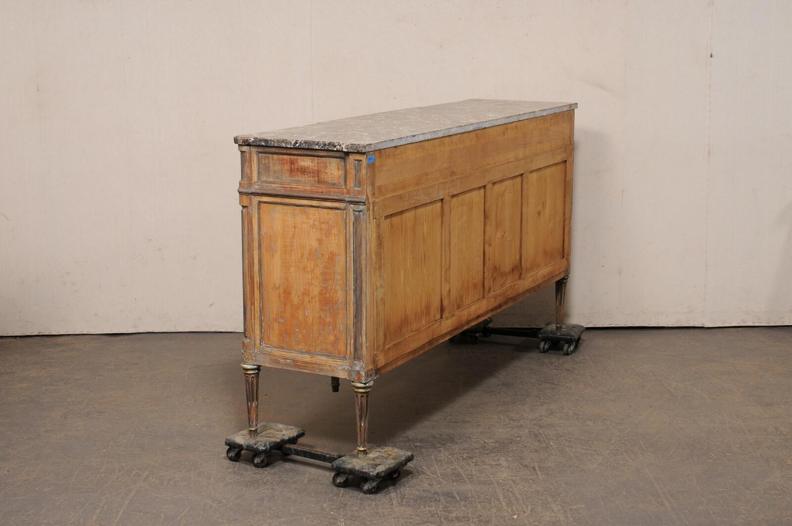 French 6+ Ft. Long Enfilade w/Marble Top & Nice Legs, Mid 20th C. 5