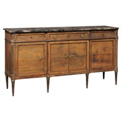 French 6+ Ft. Long Enfilade w/Marble Top & Nice Legs, Mid 20th C.