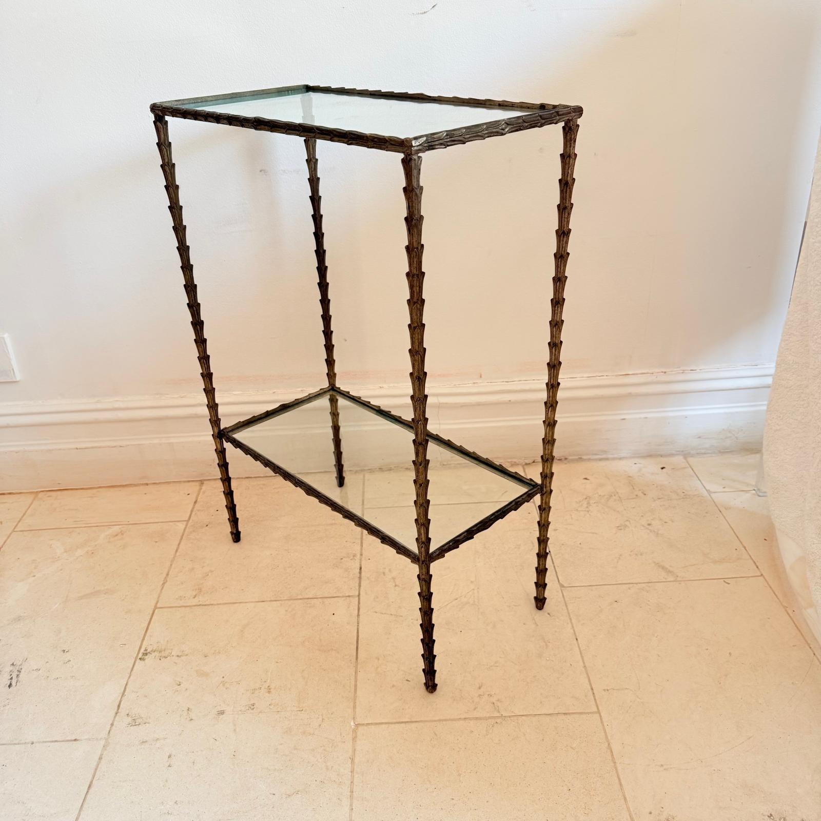 French 60's Small  Two Tier Console Table In Brass By Mison  Bagues For Sale 4